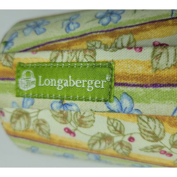 LONGABERGER Botanical Fields Stripe 11" LARGE Bucket Drawstring TOTE Oval Purse - Picture 2 of 10